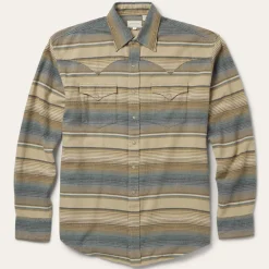 Stetson Stripe Flannel Western Shirt Blue Clearance