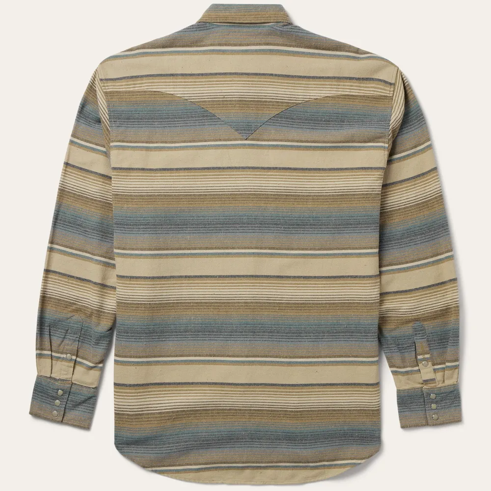 Stetson Stripe Flannel Western Shirt Blue Clearance