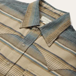 Stetson Stripe Flannel Western Shirt Blue Clearance