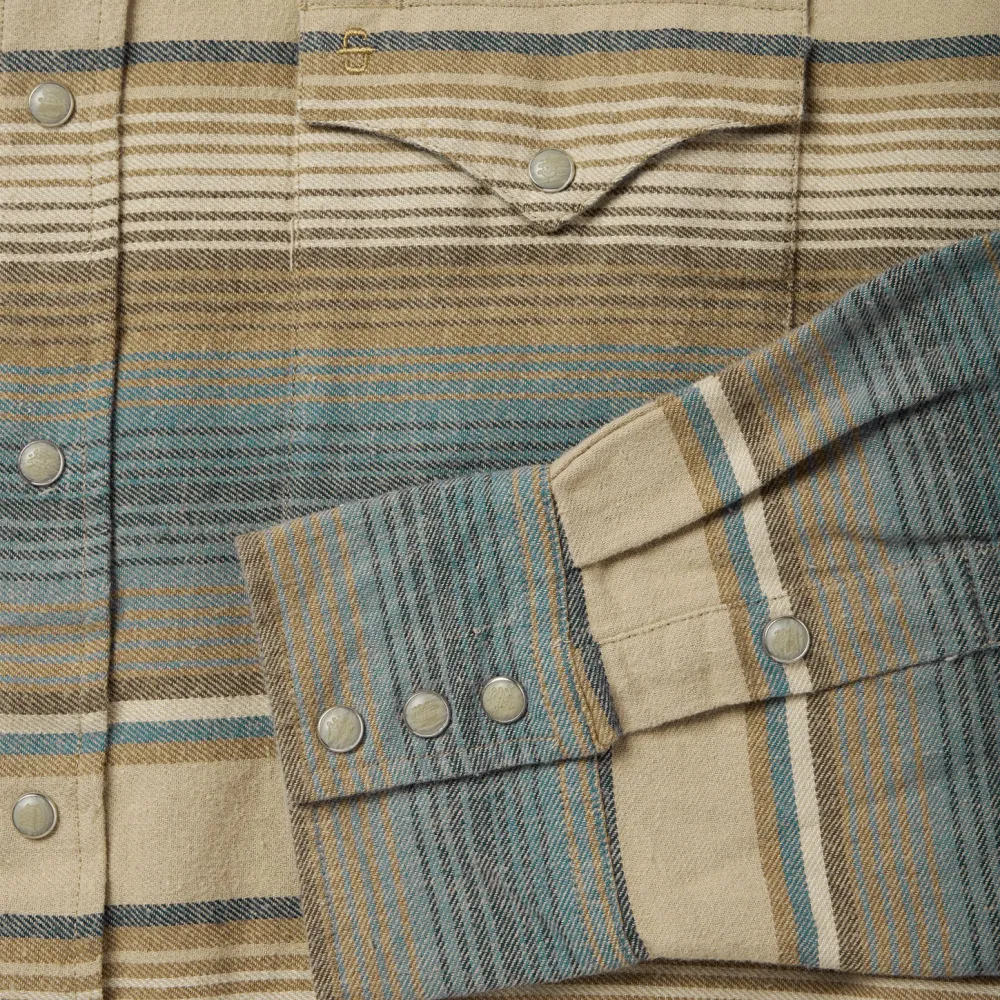 Stetson Stripe Flannel Western Shirt Blue Clearance