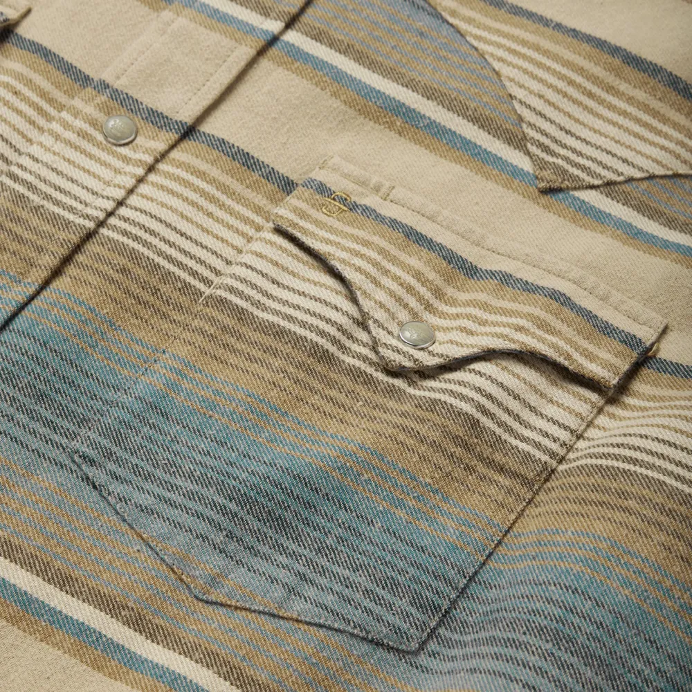 Stetson Stripe Flannel Western Shirt Blue New