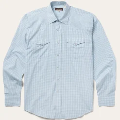 Stetson Two Stripe Check Western Shirt Blue New
