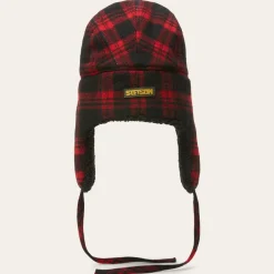 Stetson Bomber Cap Shadow Plaid Red/Black Check Discount
