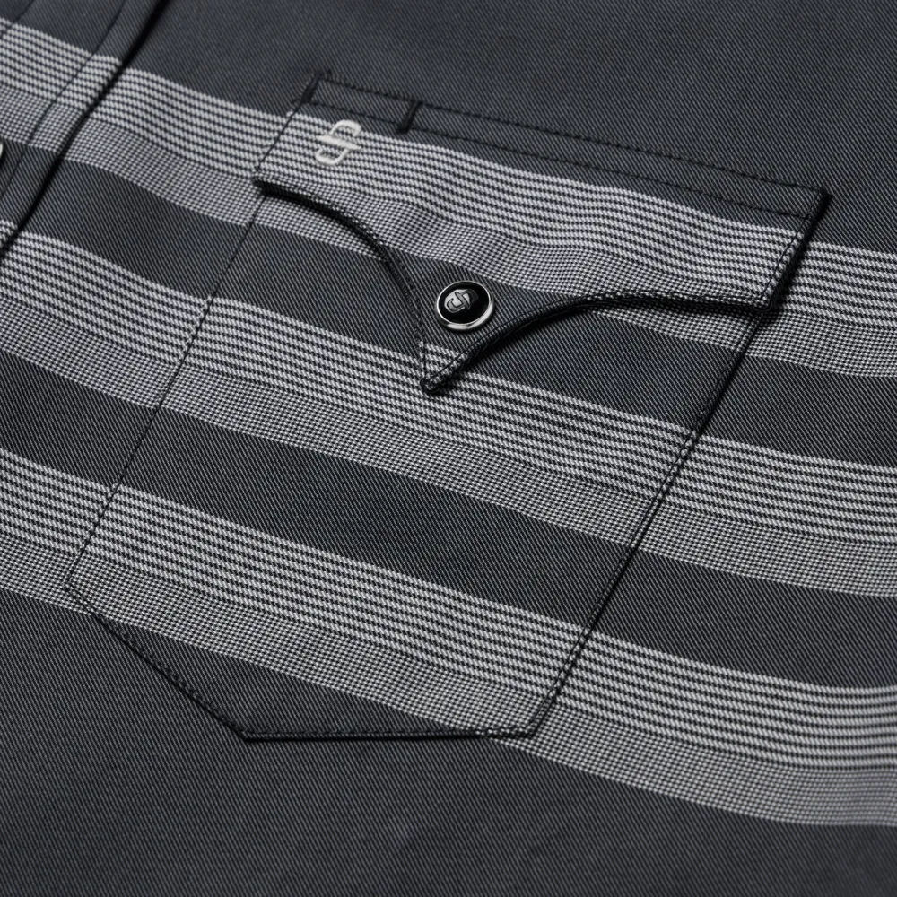 Stetson Border Stripe Twill Western Shirt Black Discount