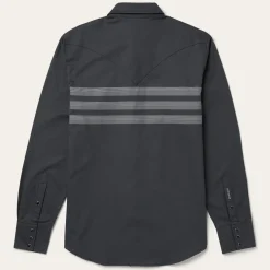 Stetson Border Stripe Twill Western Shirt Black Sale