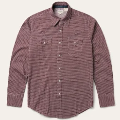Stetson Broken Diamond Print Western Shirt Red Outlet