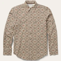 Stetson Aztec Poplin Western Shirt Brown Clearance