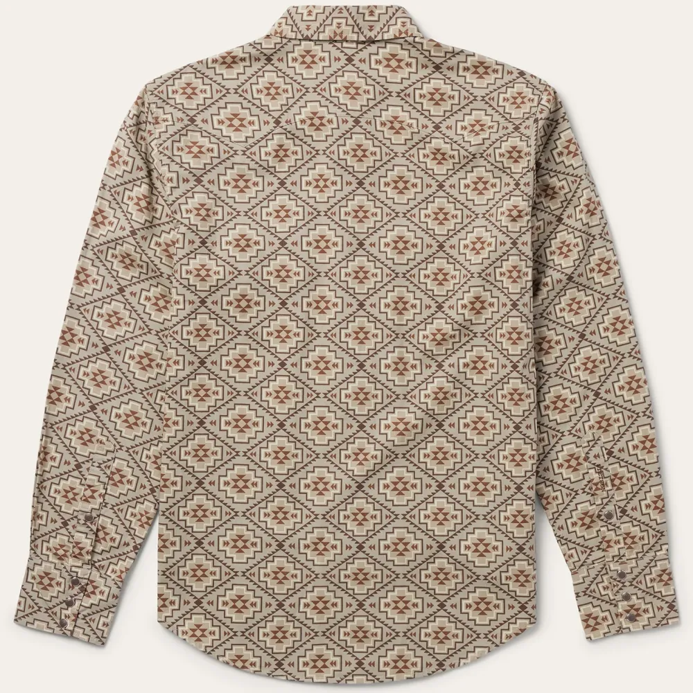 Stetson Aztec Poplin Western Shirt Brown Clearance
