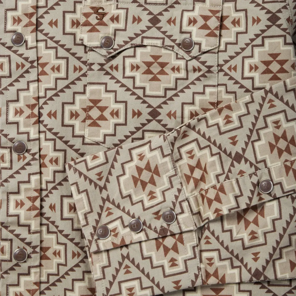 Stetson Aztec Poplin Western Shirt Brown Clearance