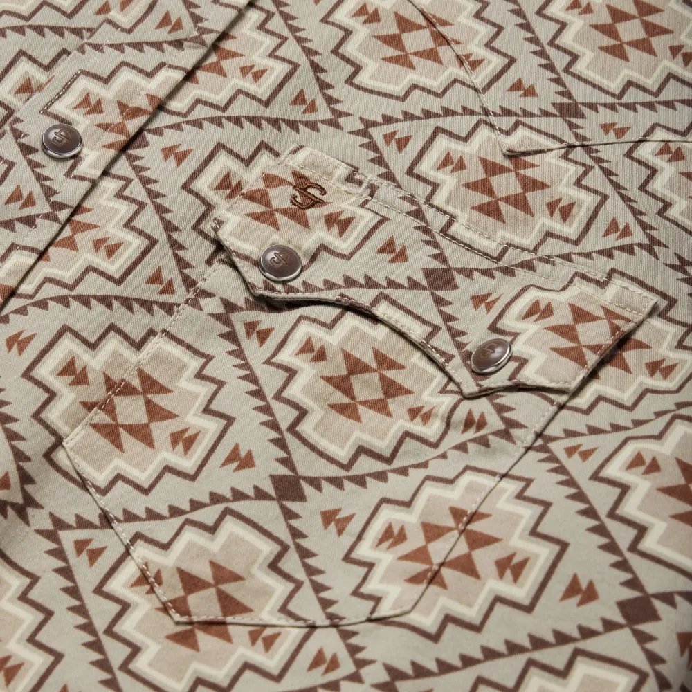 Stetson Aztec Poplin Western Shirt Brown Clearance