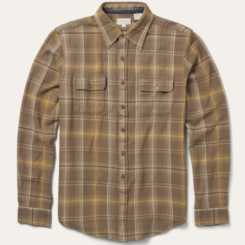Stetson Flannel Button-Front Shirt Brown Best