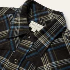 Stetson Plaid Flannel Western Shirt Brown Hot