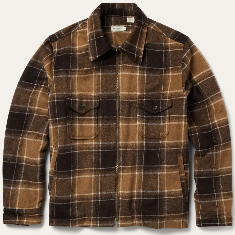 Stetson Plaid Western Coat Brown Outlet