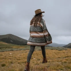 Stetson Serape Belted Cardigan Brown New