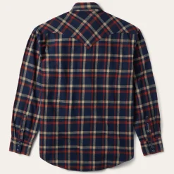 Stetson Brushed Twill Plaid Shirt Blue Discount