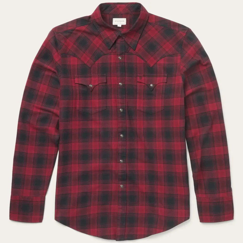 Stetson Brushed Twill Plaid Shirt Black Discount