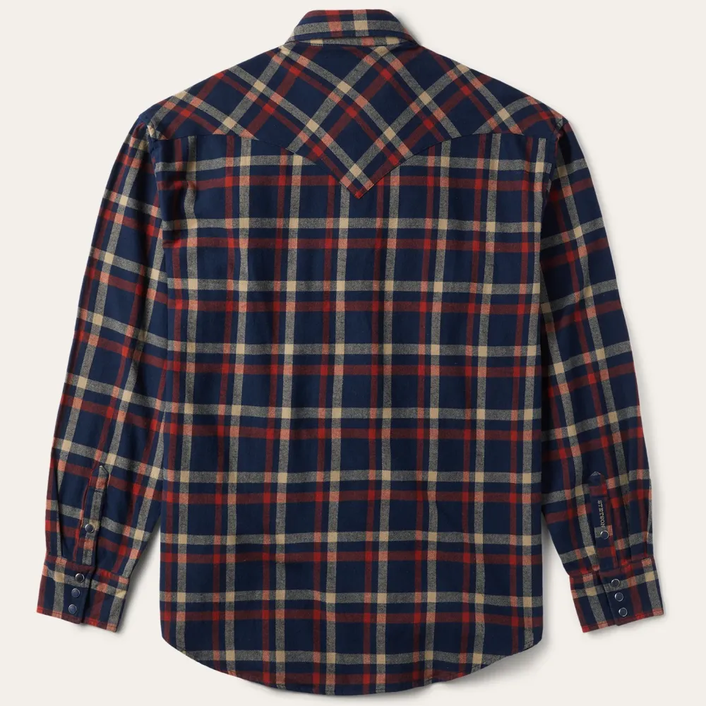 Stetson Brushed Twill Plaid Shirt Blue Outlet