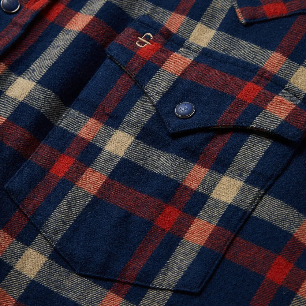 Stetson Brushed Twill Plaid Shirt Blue Outlet