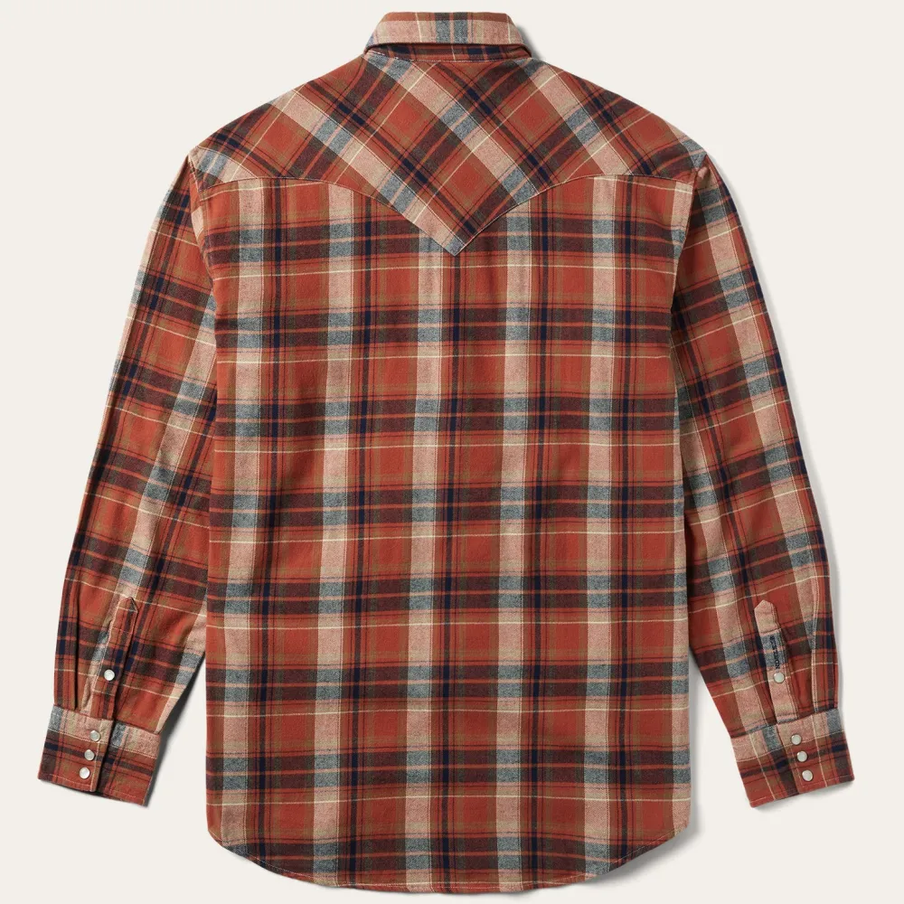 Stetson Brushed Twill Plaid Shirt Orange Discount
