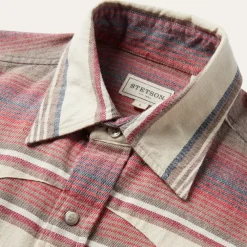 Stetson Brushed Twill Striped Shirt Red