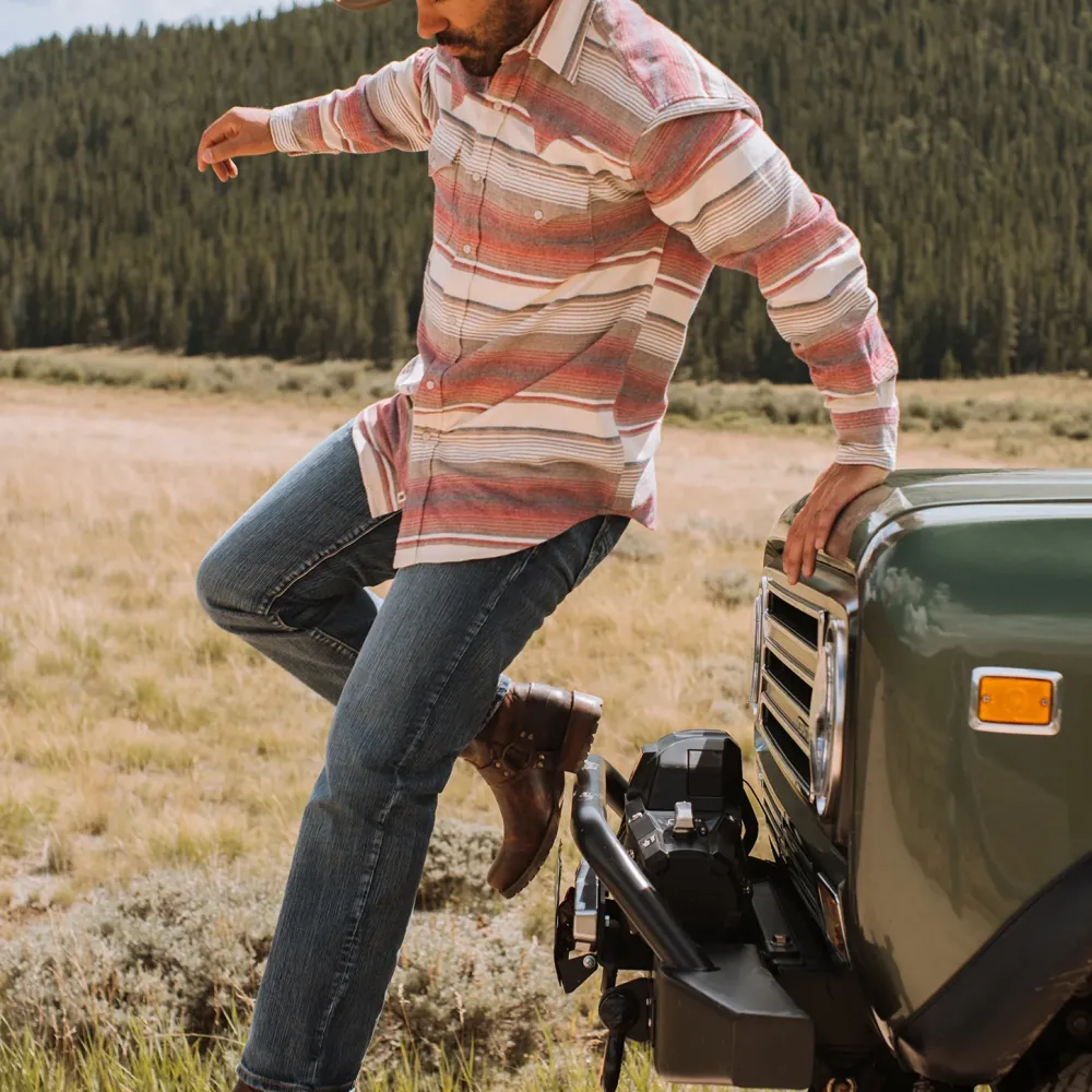 Stetson Brushed Twill Striped Shirt Red Sale