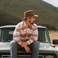 Stetson Brushed Twill Striped Shirt Red Discount
