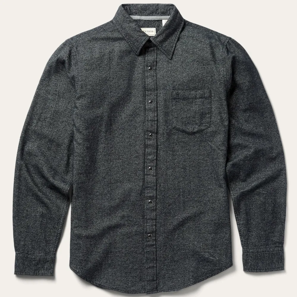 Stetson Brushed Twill Western Shirt Black
