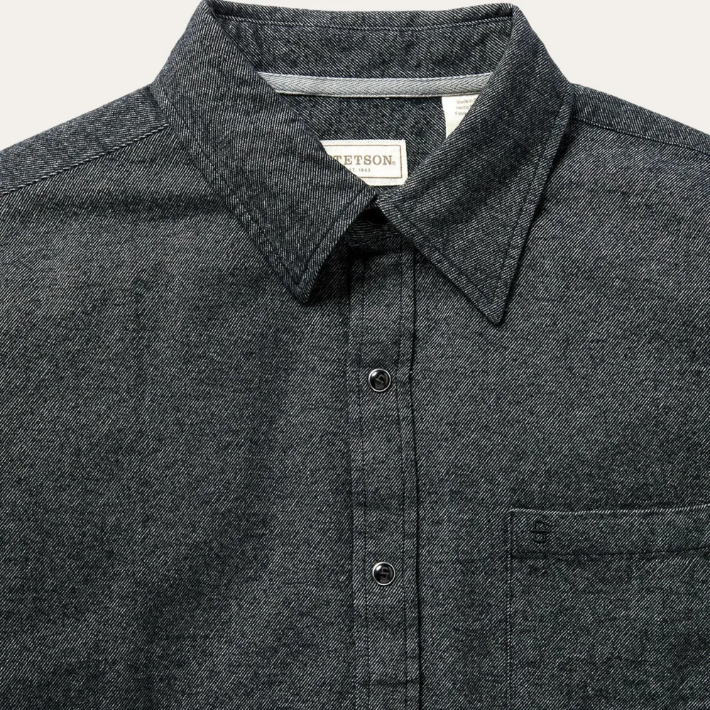 Stetson Brushed Twill Western Shirt Black Outlet