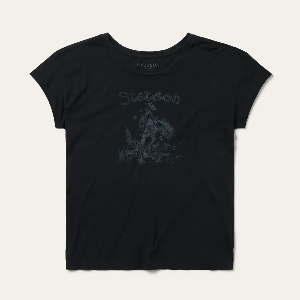 Stetson Bucking Cowboy Graphic Tee Black Hot