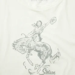Stetson Bucking Cowgirl Graphic Tee White Sale