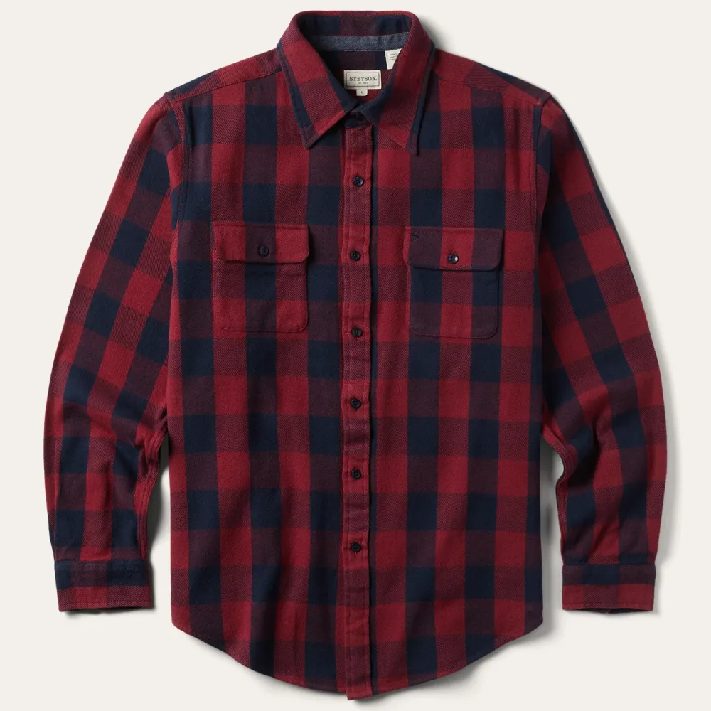 Stetson Buffalo Check Twill Shirt Red New
