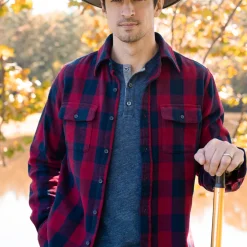 Stetson Buffalo Check Twill Shirt Red New