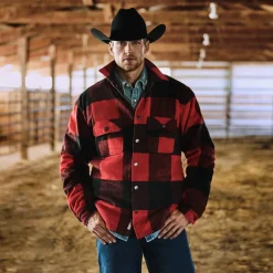 Stetson Buffalo Plaid Western Coat Red Hot