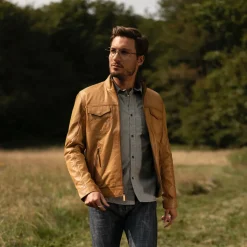 Stetson Butter Soft Distressed Leather Jacket Brown