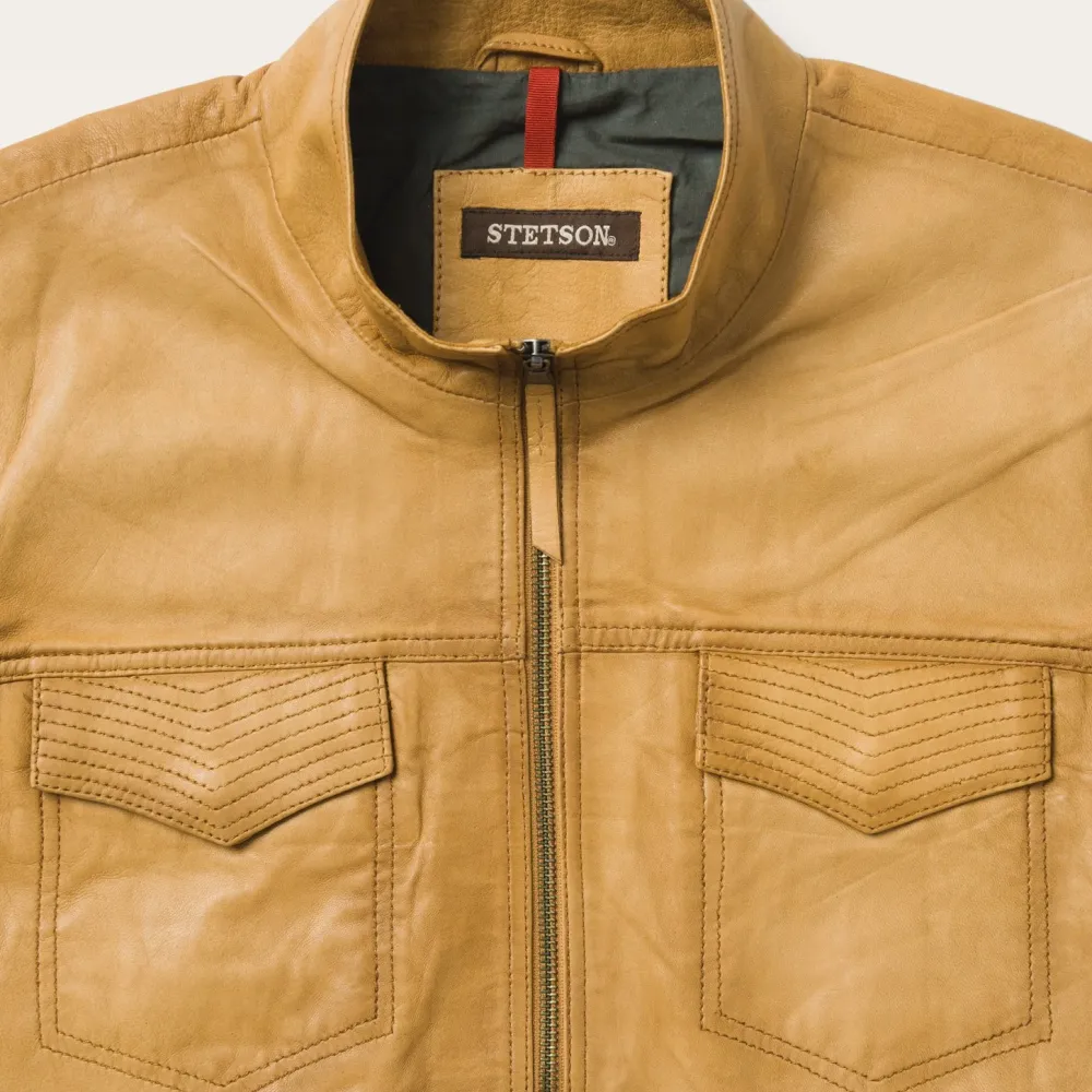 Stetson Butter Soft Distressed Leather Jacket Brown