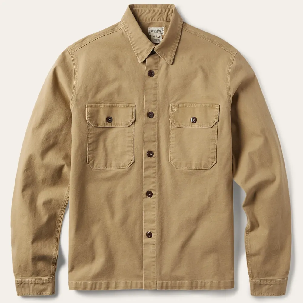 Stetson Camel Stretch Canvas Shirt Jacket Brown