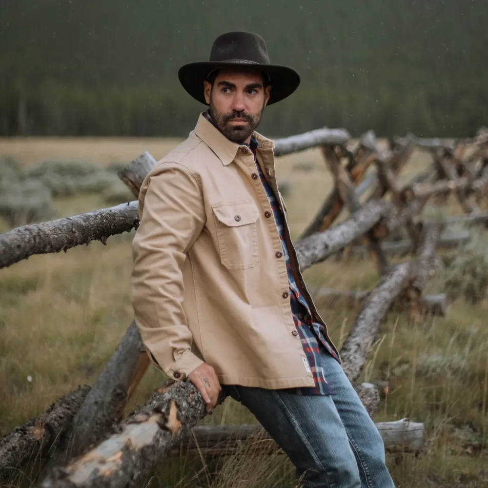 Stetson Camel Stretch Canvas Shirt Jacket Brown