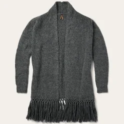 Stetson Charcoal Fringed Cardigan Grey Online