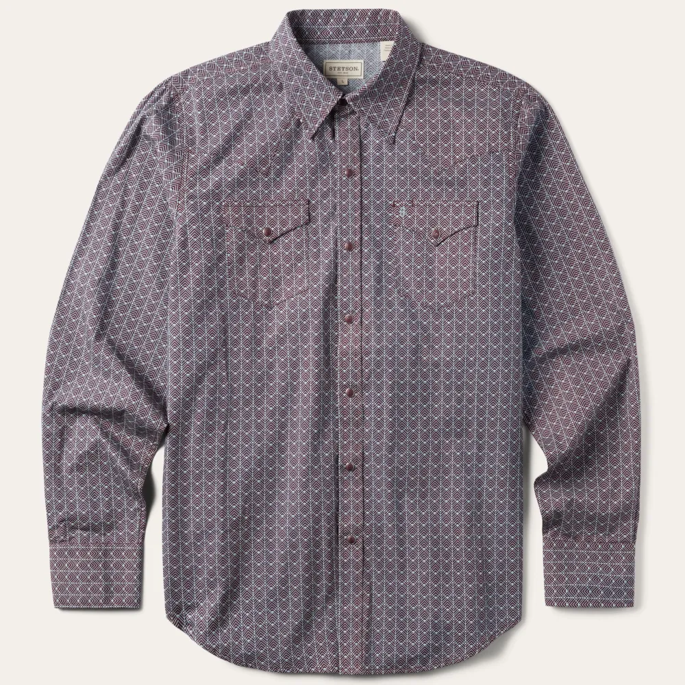 Stetson Chevron Grid Shirt Brown Online
