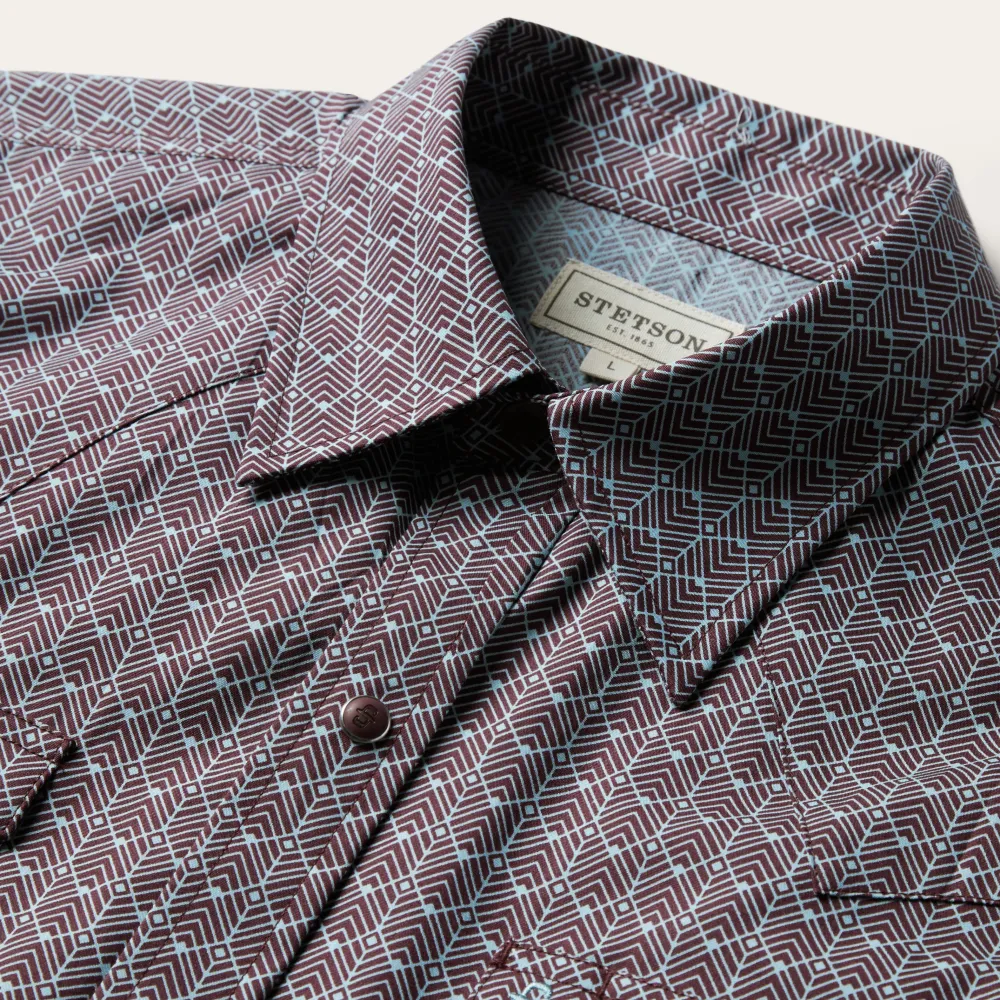 Stetson Chevron Grid Shirt Brown Online
