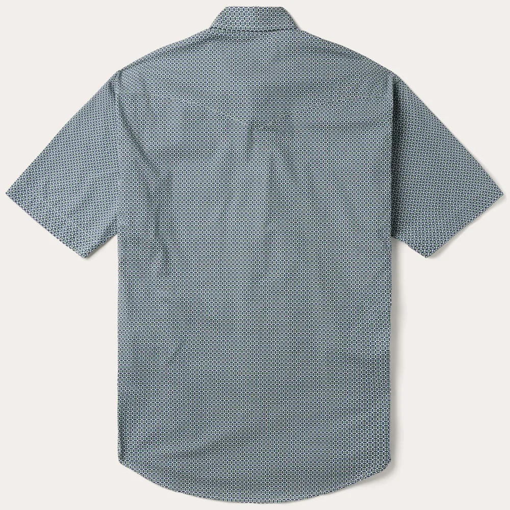 Stetson Circle Diamond Print Short Sleeve Western Shirt Green Hot