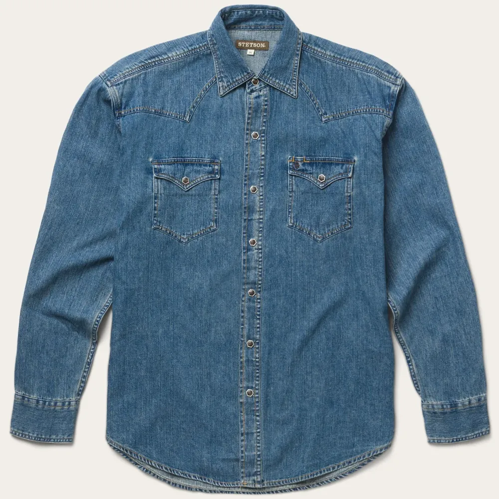 Stetson Classic Denim Shirt Blue Sale