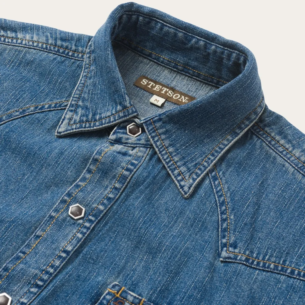 Stetson Classic Denim Shirt Blue Sale