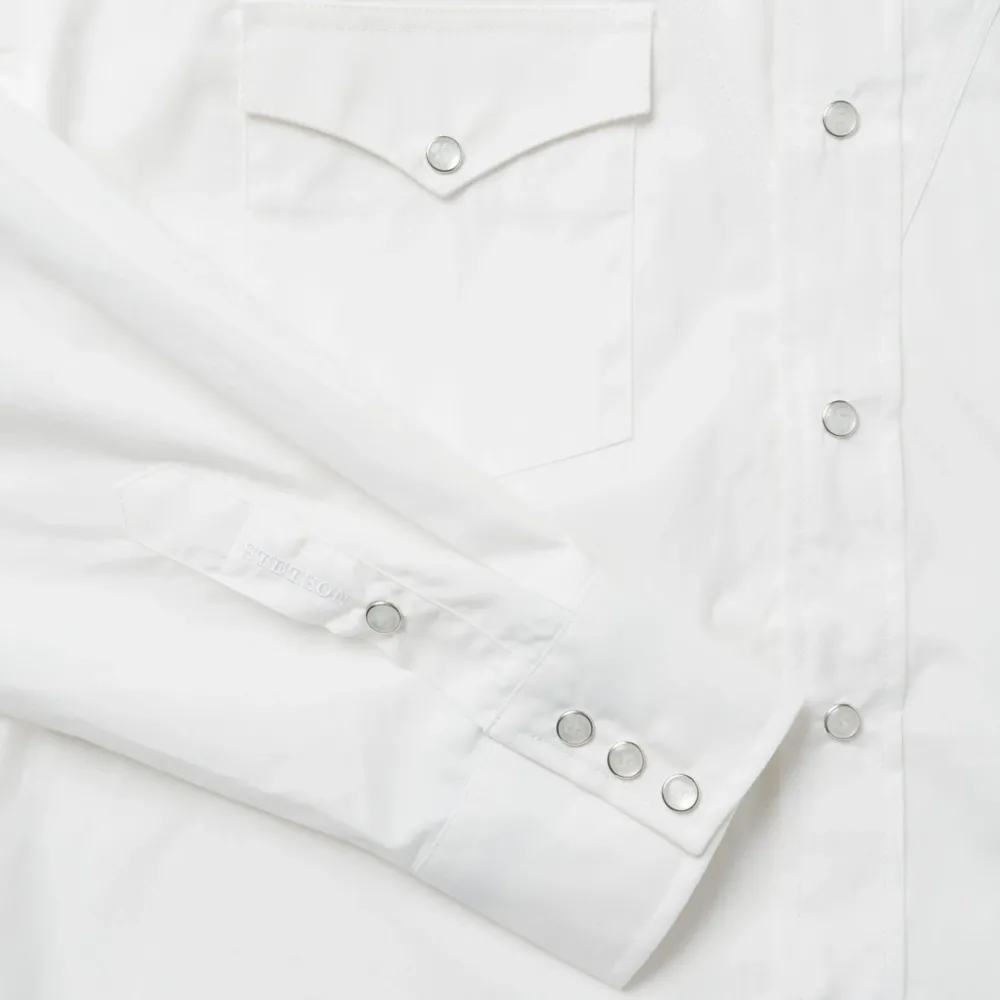 Stetson Classic Solid Snap Poplin Shirt In Optic White Outlet