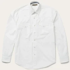 Stetson Classic Solid Snap Poplin Shirt In Optic White Outlet