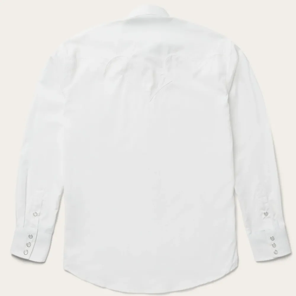 Stetson Classic Solid Snap Poplin Shirt In Optic White Outlet