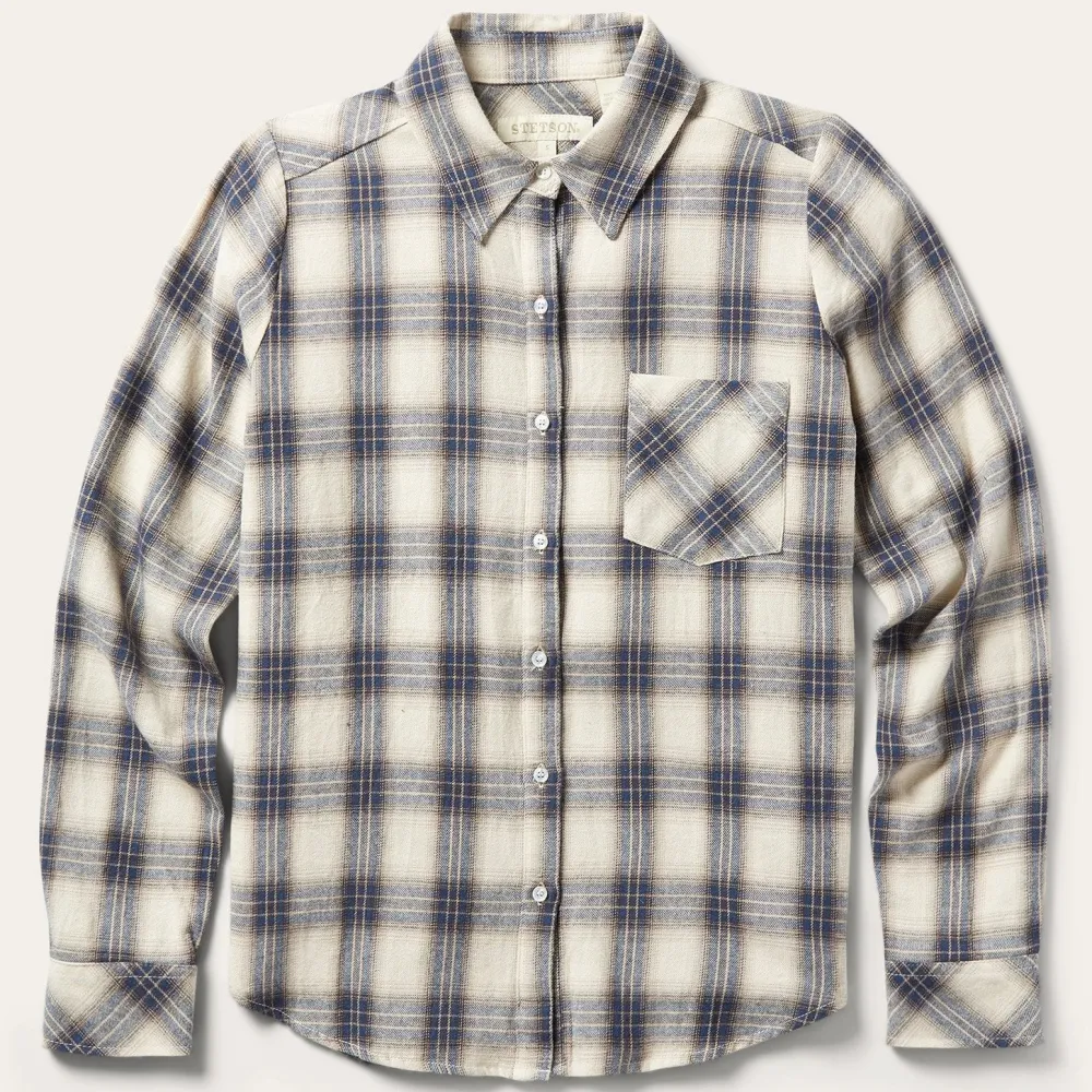 Stetson Classic Western Flannel Shirt in White Cream New