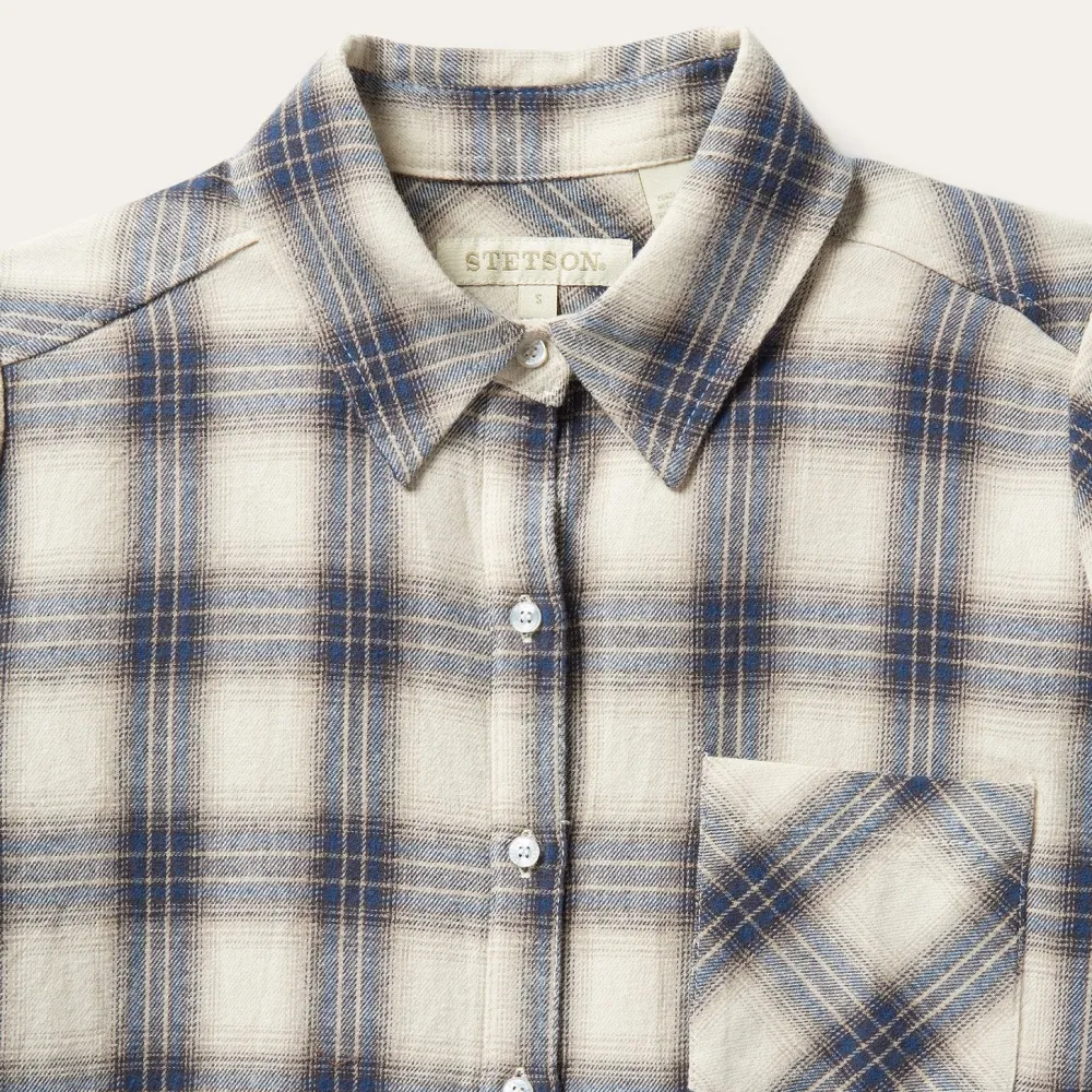Stetson Classic Western Flannel Shirt in White Cream New