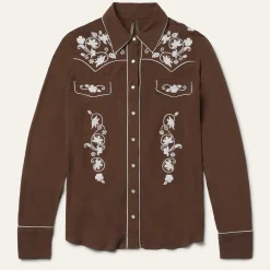 Stetson Classic Western Snap Blouse Brown Clearance