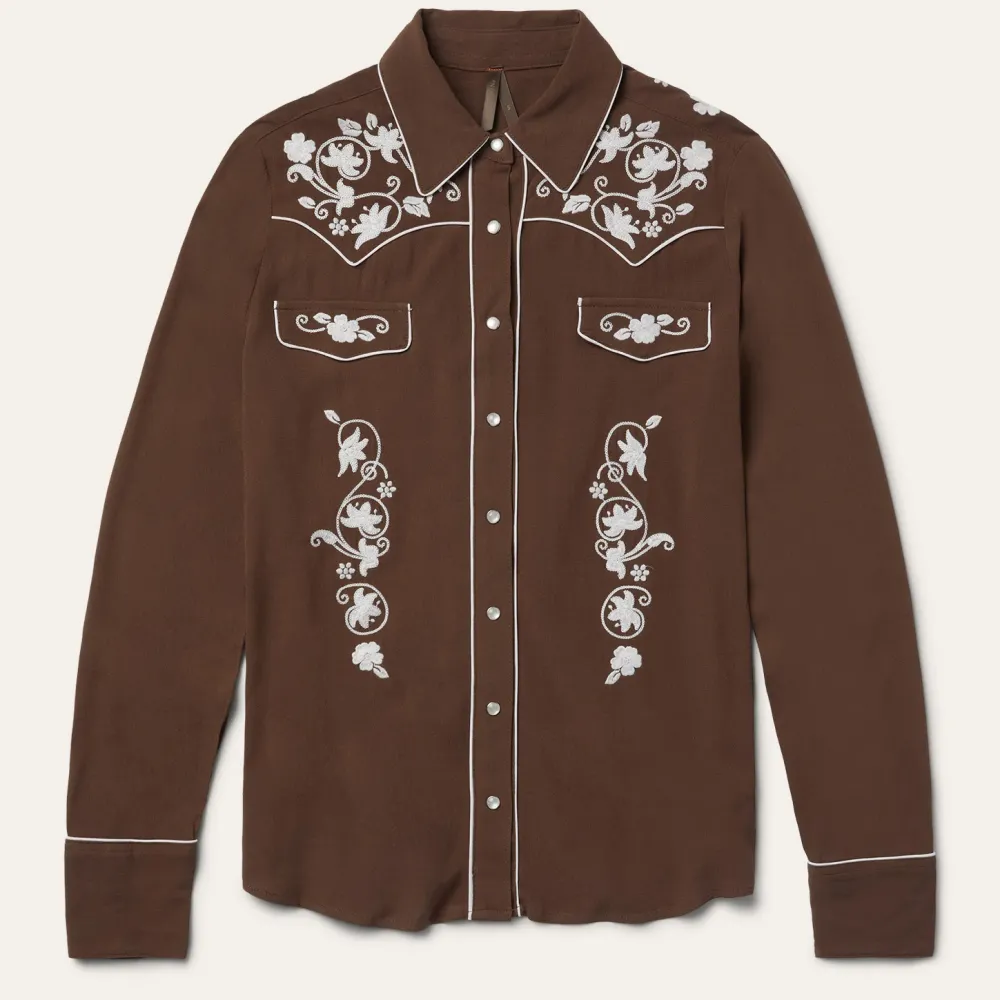 Stetson Classic Western Snap Blouse Brown Clearance